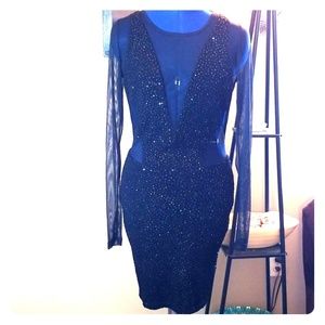 Sexy Windsor Black Sparkle and Mesh Dress